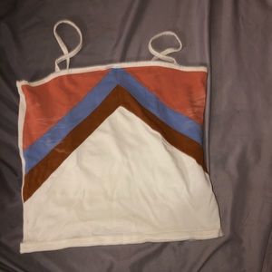 White, colorful tank top.